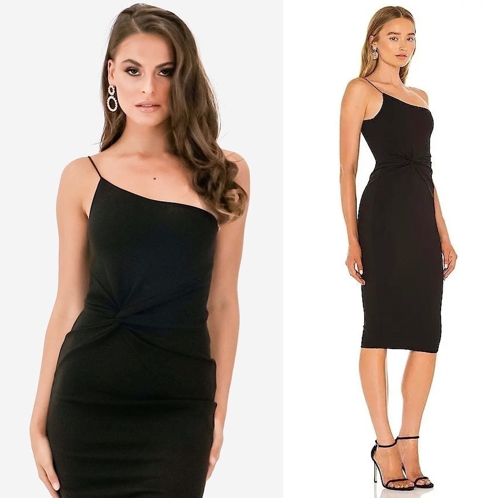 Nwt Nookie 90s One Shoulder Sleeveless Twist Front Scuba Bodycon Midi Dress Xs